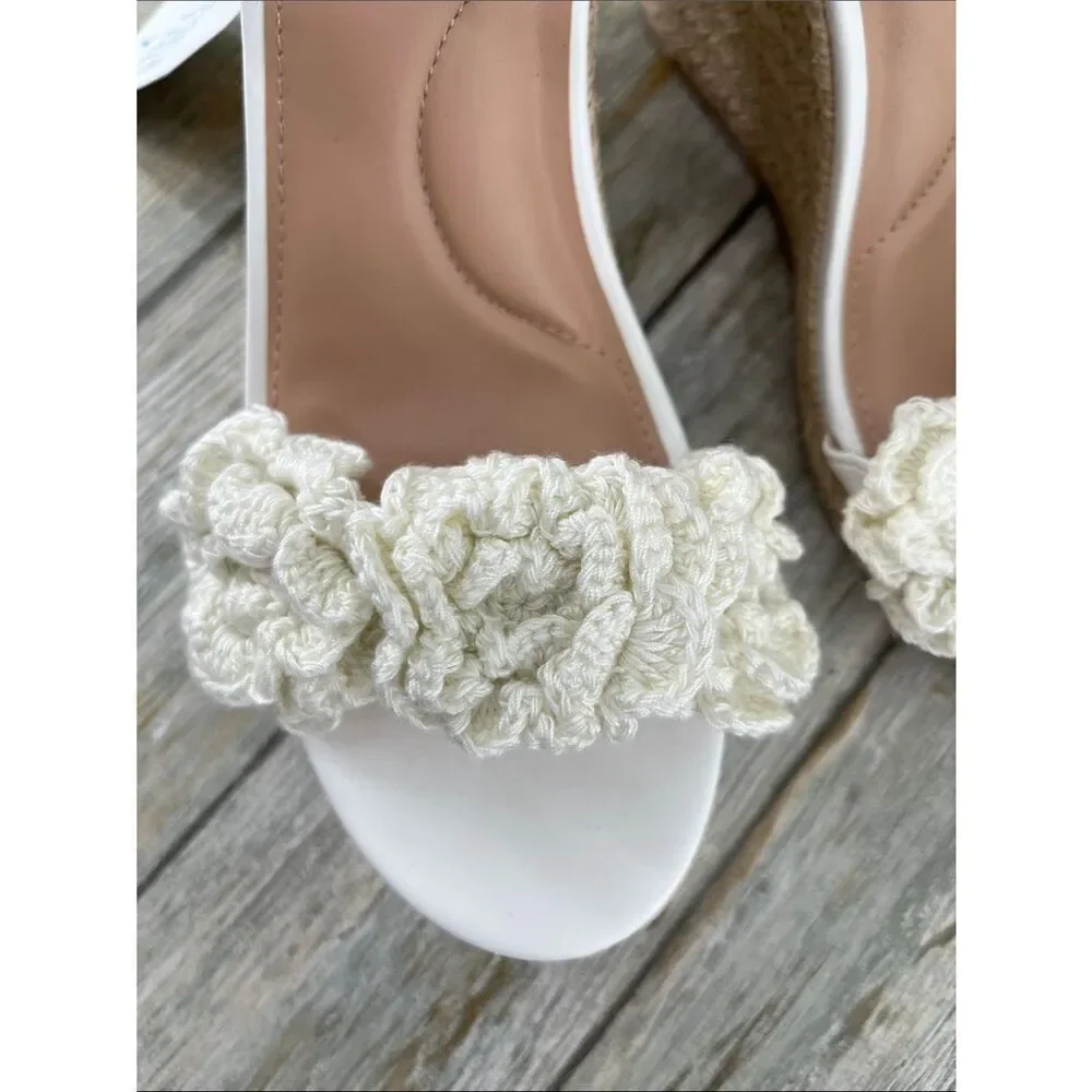 Women's Macrame Flower Espadrille Wedge Sandals Shoes Size 10